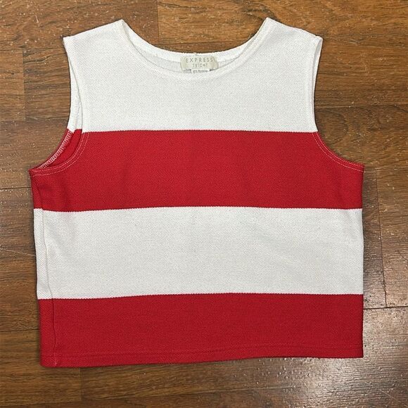 Women’s vintage EXPRESS sleeveless crop top shirt bangs large L - Picture 6 of 7